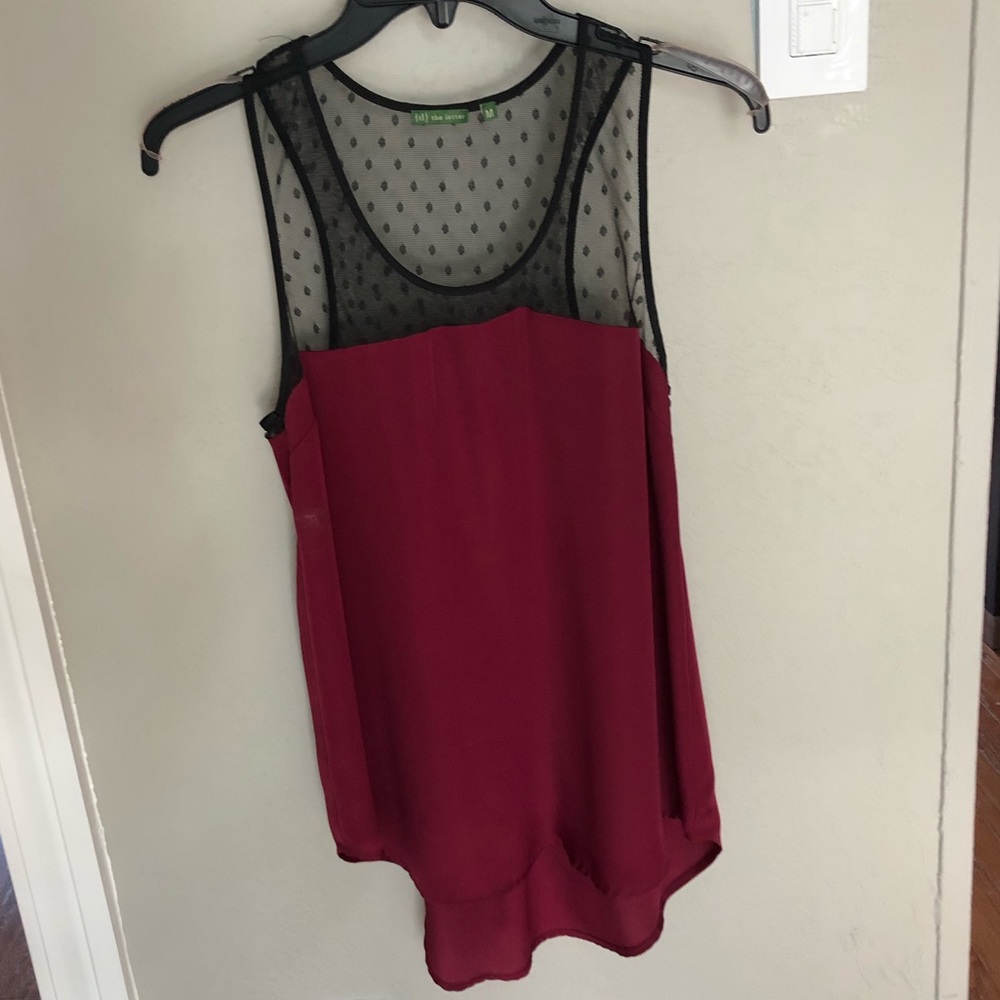 The Letter red & black racerback blouse, NEW